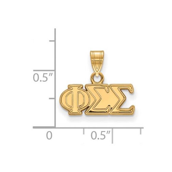 14K Plated Silver Phi Sigma Sigma Small Greek Letters Pendant - Picture 2 of 4